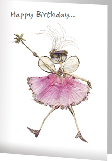 “Fairy” is blank inside for your own message and comes with a premium white envelope wrapped in a cellophane bag. Size: 108x155mm. Click for larger image. Minimum order: 10 (this can be a mix of any of the cards).