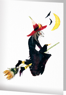 “Dandy Witch” is blank inside for your own message and comes with a premium white envelope wrapped in a cellophane bag. Size: 108x155mm. Click for larger image. Minimum order: 10 (this can be a mix of any of the cards).